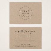 Stijlvol cadeaucertificaat voor kraft voor lettert visitekaartje (Voorkant /achterkant)