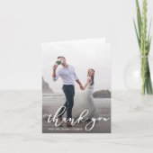 Stijlvol Calligraphy Schrift Huwelijk Dank Je Foto Bedankkaart (Voorkant)