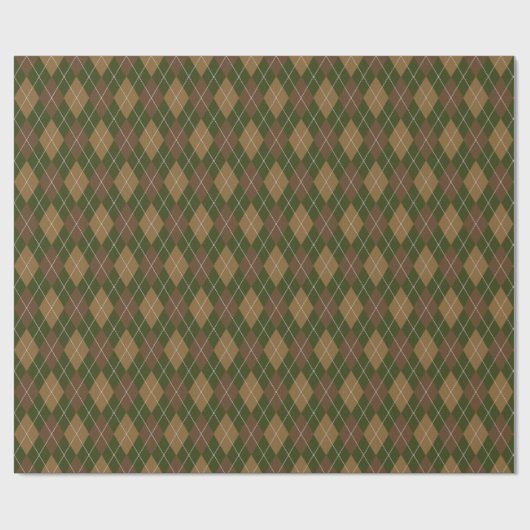 Stijlvol Camo Brown Green Khaki Argyle Classic Gol Cadeaupapier (Vlak)