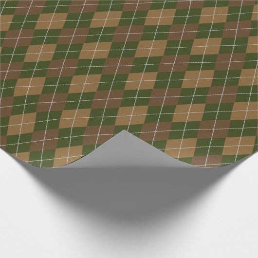 Stijlvol Camo Brown Green Khaki Argyle Classic Gol Cadeaupapier (Hoek)