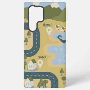 Stijlvol cartoones landschapsvakantie reisplattegr samsung galaxy hoesje