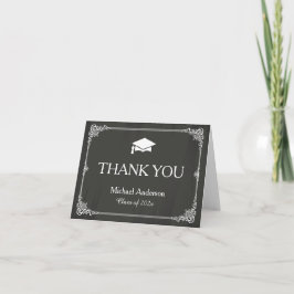 Stijlvol Chalkboard Afstudeerder Afstuderen Hartel Bedankkaart