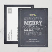 Stijlvol Chalked Holiday Kaart Briefkaart (Voorkant / Achterkant)