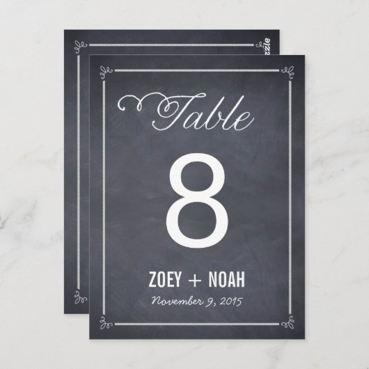 Stijlvol Chalked Table Number Kaart (Voorkant / Achterkant)