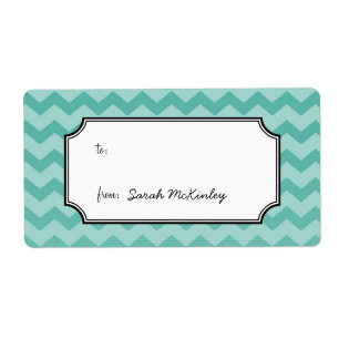 Stijlvol chevron patroon turquoise tot van aangepa etiket