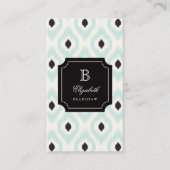 Stijlvol Chic Black Mint Diamond Ikat Monogram Visitekaartje (Voorkant)