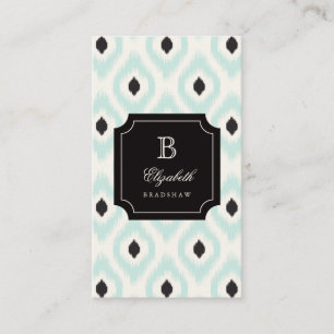 Stijlvol Chic Black Mint Diamond Ikat Monogram Visitekaartje