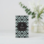 Stijlvol Chic Black Mint Diamond Ikat Monogram Visitekaartje (Staand voorkant)