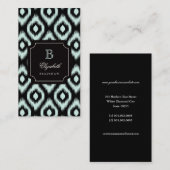 Stijlvol Chic Black Mint Diamond Ikat Monogram Visitekaartje (Voorkant / Achterkant)