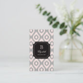 Stijlvol Chic Blush Pink Diamond Ikat Monogram Visitekaartje (Staand voorkant)
