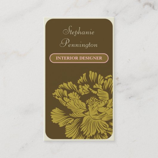 Stijlvol chic brown interior designer visitekaartj visitekaartje (Voorkant)