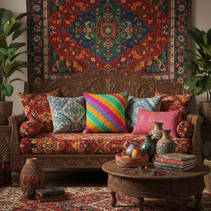 stijlvol chic  elegant geometrisch  kleurrijk kussen