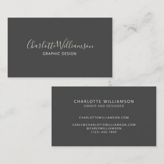 Stijlvol Chic Elegant Monogram Minimalistisch zwar Visitekaartje (Voorkant / Achterkant)