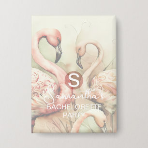 Stijlvol Chic Flamingo Monogram Gepersonaliseerd Button