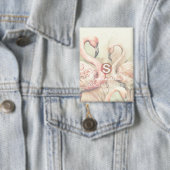 Stijlvol Chic Flamingo Monogram Gepersonaliseerd Button (Insitu)