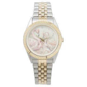 Stijlvol Chic Flamingo Monogram Gepersonaliseerd Horloge