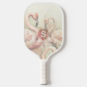 Stijlvol Chic Flamingo Monogram Gepersonaliseerd Pickleball Paddle (Voorkant)
