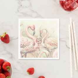Stijlvol Chic Flamingo Monogram Gepersonaliseerd Servet