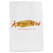 Stijlvol Chic Gold Foil Joyeux Noel Kerstmis Medium Cadeauzakje (Voorkant)