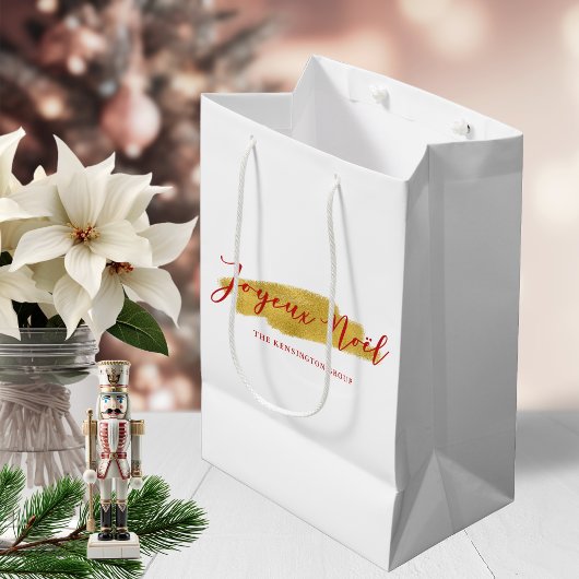 Stijlvol Chic Gold Foil Joyeux Noel Kerstmis Medium Cadeauzakje