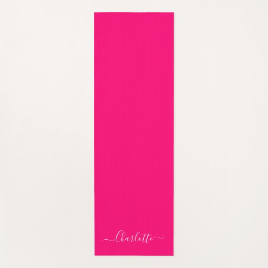 Stijlvol chic hot-roze aangepaste scriptnaam monog yogamat (Voorkant)