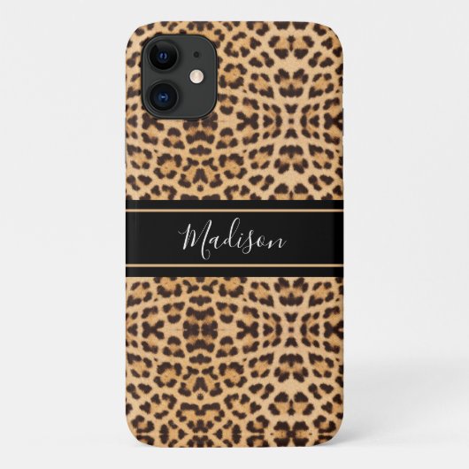 Stijlvol Chic Leopard Print Monogram op maat Case-Mate iPhone Case (Achterkant)