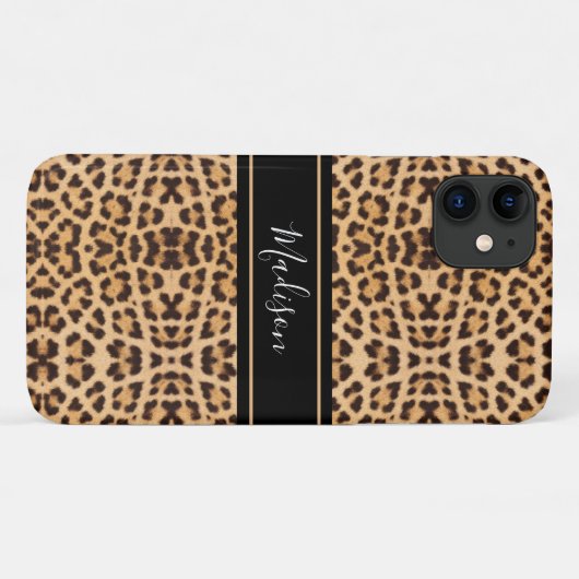 Stijlvol Chic Leopard Print Monogram op maat Case-Mate iPhone Case (Achterkant (horizontaal))