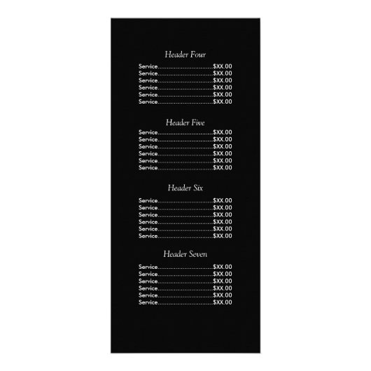 Stijlvol Chic Light Roos Gold Modern Price Menu (Achterkant)