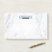 Stijlvol Chic Minimalist Marble Pastel Blue 10"x6" Post-it® Notes (Op bureau)