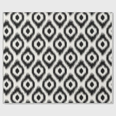Stijlvol Chic Mod Black Ivory Diamond Ikat Patroon Cadeaupapier (Vlak)