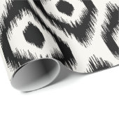 Stijlvol Chic Mod Black Ivory Diamond Ikat Patroon Cadeaupapier (Rol Hoek)