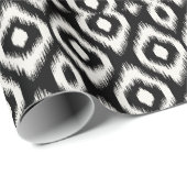 Stijlvol Chic Mod Black Ivory Diamond Ikat Patroon Cadeaupapier (Rol Hoek)