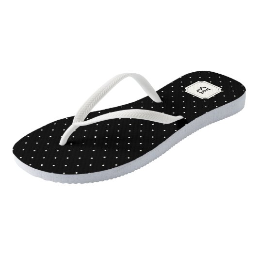 Stijlvol Chic Modern Ivory Polka Dots Mix Monogram Teenslippers (Schuin)
