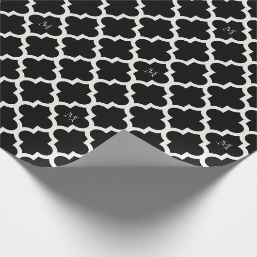Stijlvol Chic Moroccan Quatrefoil Pattern Monogram Cadeaupapier (Hoek)