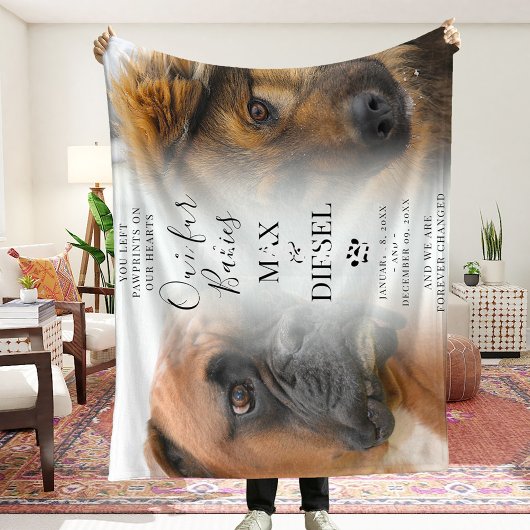 Stijlvol Chic Pet Memorial 2 x Fototoetsenbord Fleece Deken