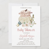 Stijlvol Chic Pumpkin, Flowers Baby shower Kaart (Voorkant)