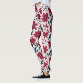 Stijlvol Chic Red White Poinsettia Bloemenpatroon Leggings (Links)