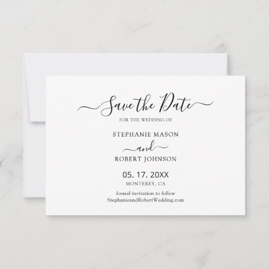 Stijlvol chic script 3 foto collage bruiloft save the date (Achterkant)