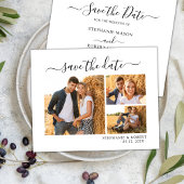 Stijlvol chic script 3 foto collage bruiloft save the date