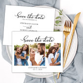 Stijlvol chic script 3 foto collage bruiloft save the date