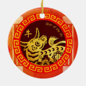 Stijlvol Chinees palanquin Ox 2021 CRO Keramisch Ornament (Achterkant)