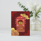 Stijlvol Chinees palanquin Ox 2021 HpostC Feestdagenkaart (Staand voorkant)