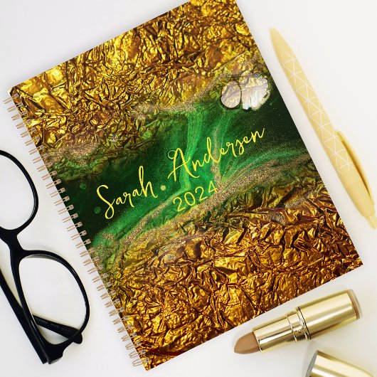 Stijlvol Chique Goud Metallic Folie Groen Jaar 202 Planner