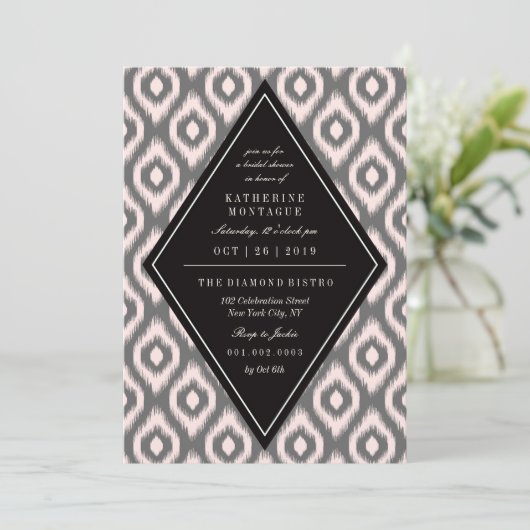 Stijlvol chique mod diamant ikat etnisch Vrijgezel Kaart (Staand voorkant)