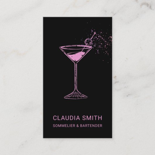 Stijlvol chique Vrouw Sommelier Bartender Visitekaartje (Voorkant)
