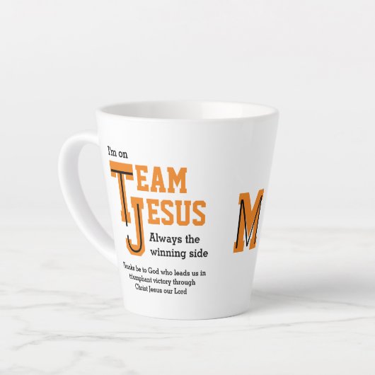 Stijlvol Christelijk monogram van TEAM JESUS Latte Mok (Linkerhoek)