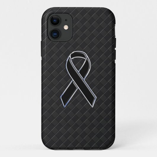 Stijlvol Chrome Zwarte Lint Bewustzijn Case-Mate iPhone Case (Achterkant)