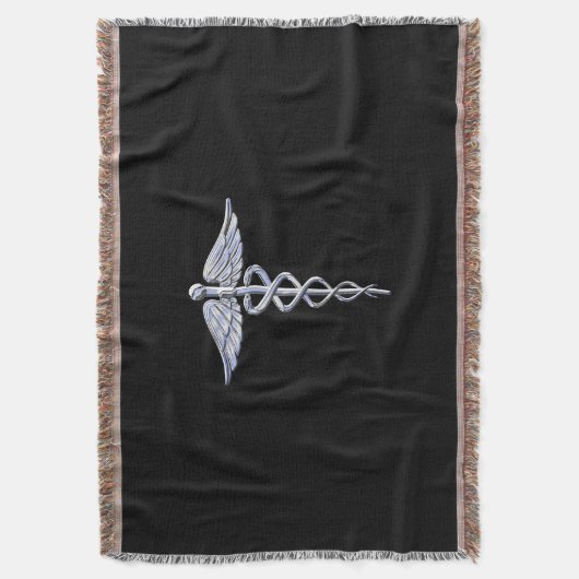 Stijlvol Chroom als het medische symbool Caduceus Deken (Voorkant Verticaal)