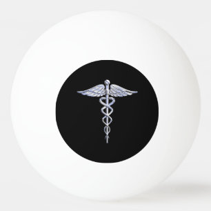 Stijlvol Chroom als het medische symbool Caduceus Pingpongbal