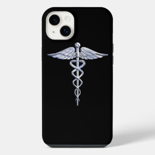 Stijlvol chroomachtig caduceus medisch symbool